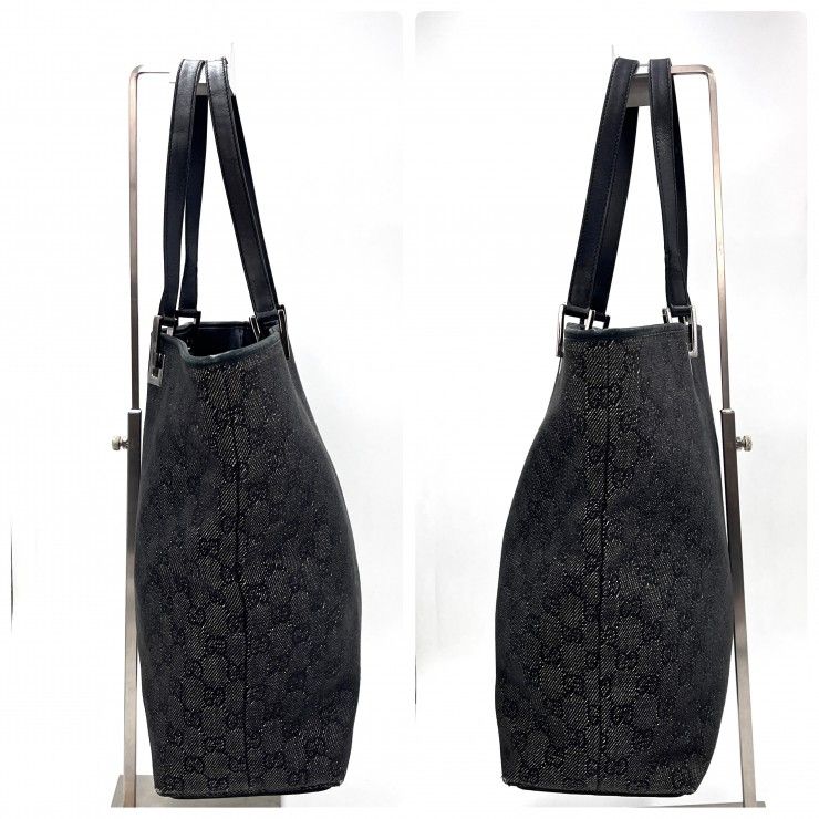 GUCCI（グッチ）GGキャンバス トートバッグ GG柄 ブラック シルバー金具 レディース 31243 【中古】