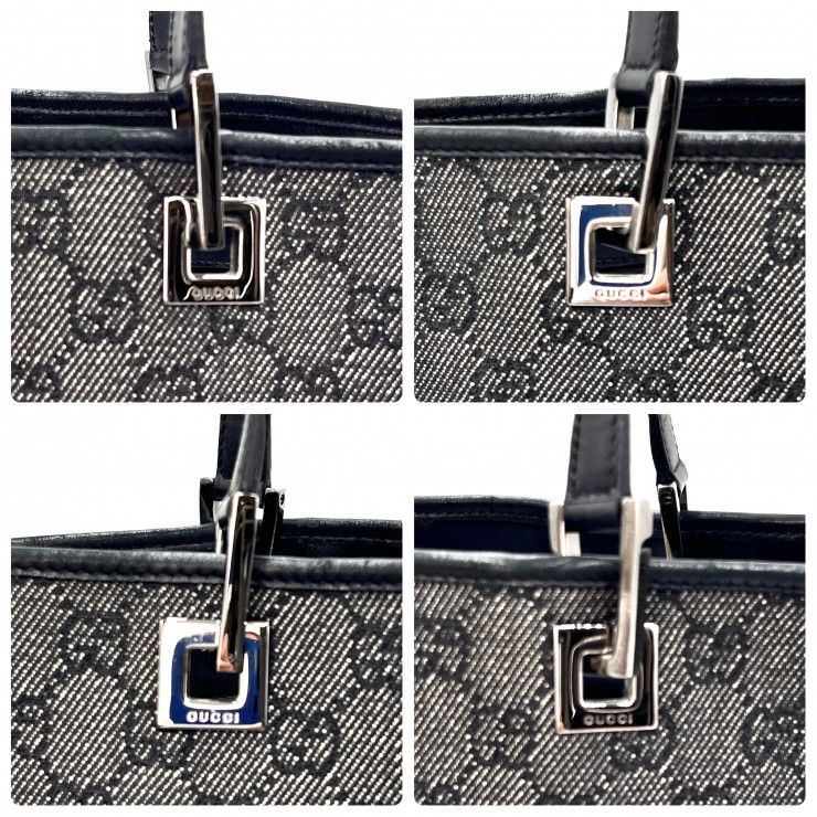 GUCCI（グッチ）GGキャンバス トートバッグ GG柄 ブラック シルバー金具 レディース 31243 【中古】
