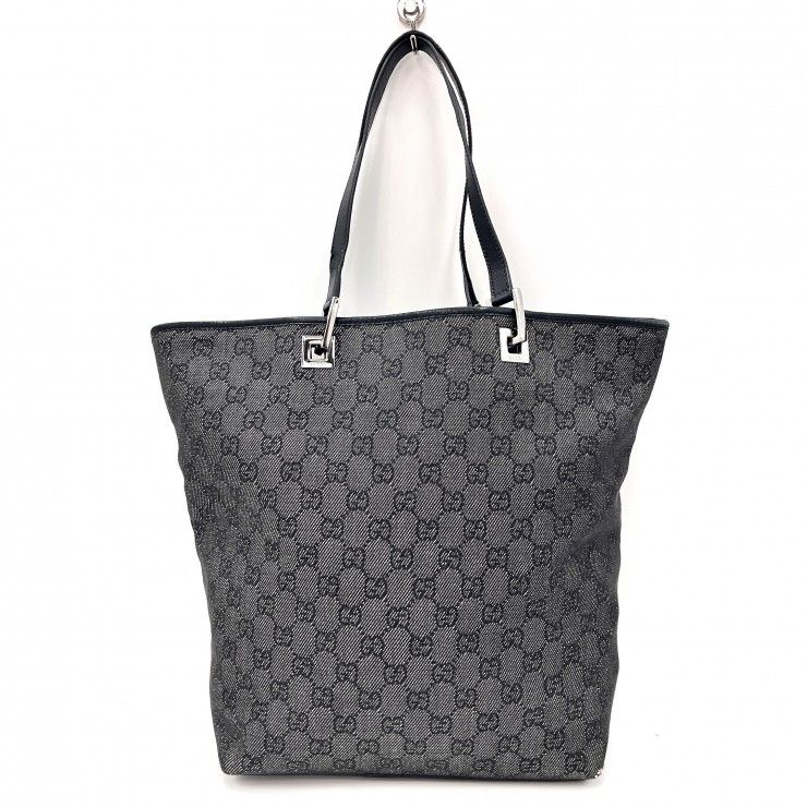GUCCI（グッチ）GGキャンバス トートバッグ GG柄 ブラック シルバー金具 レディース 31243 【中古】