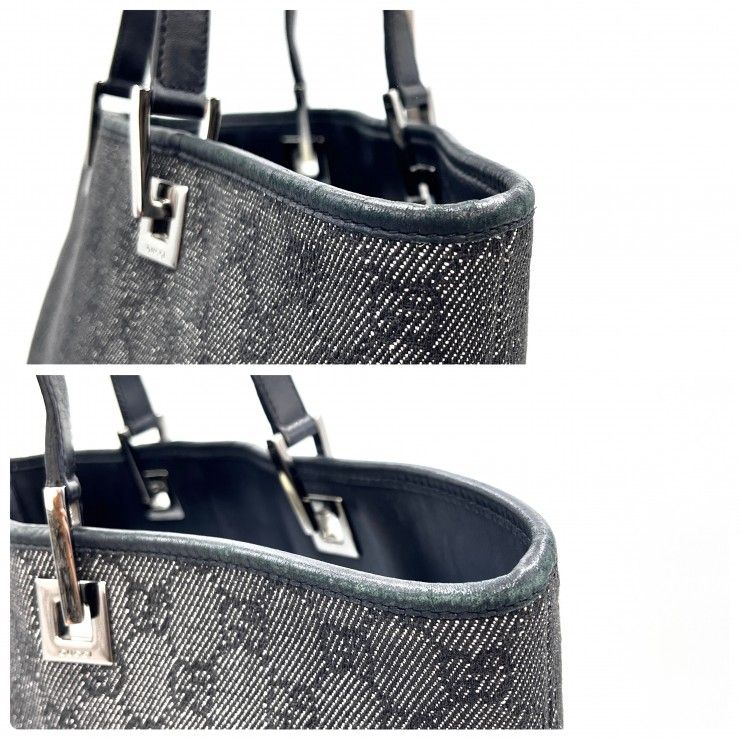 GUCCI（グッチ）GGキャンバス トートバッグ GG柄 ブラック シルバー金具 レディース 31243 【中古】