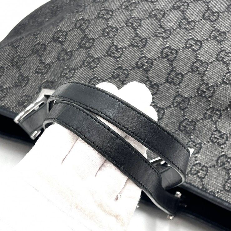 GUCCI（グッチ）GGキャンバス トートバッグ GG柄 ブラック シルバー金具 レディース 31243 【中古】