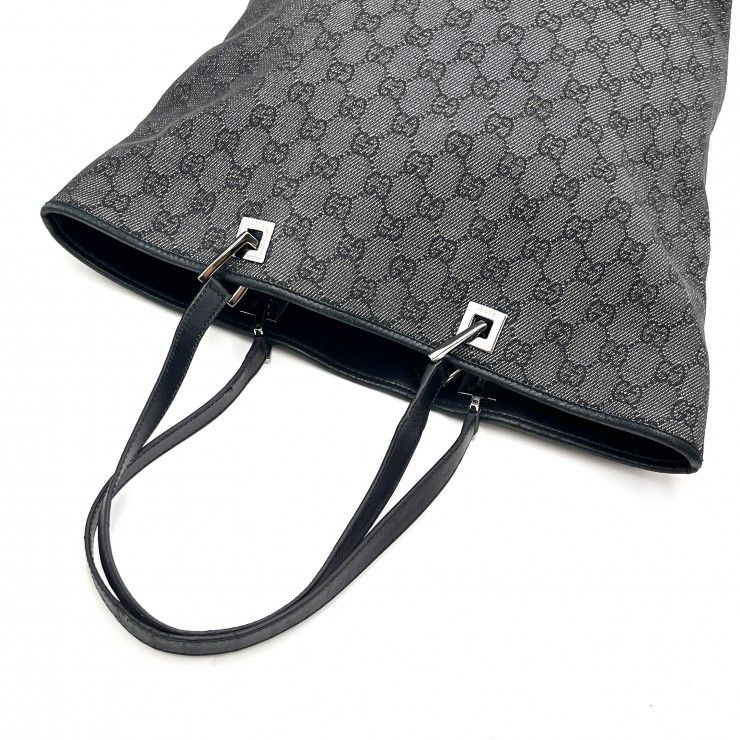 GUCCI（グッチ）GGキャンバス トートバッグ GG柄 ブラック シルバー金具 レディース 31243 【中古】