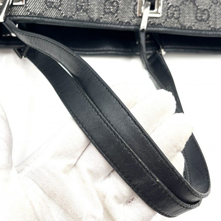 GUCCI（グッチ）GGキャンバス トートバッグ GG柄 ブラック シルバー金具 レディース 31243 【中古】