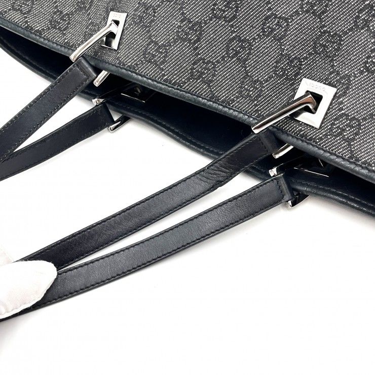 GUCCI（グッチ）GGキャンバス トートバッグ GG柄 ブラック シルバー金具 レディース 31243 【中古】