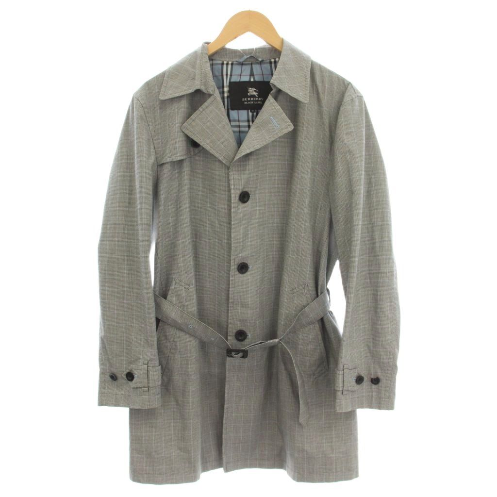 バーバリーブラックレーベル BURBERRY BLACK LABEL トレンチコート チェック ロング M グレー BMA29-603-04 /☆G