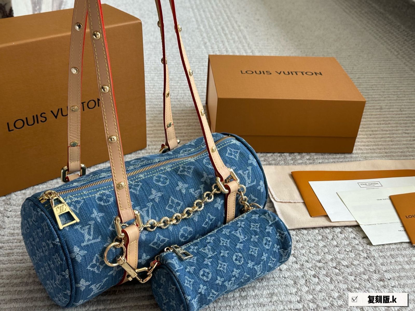 【今日特価】LV Louis Vuitton 24 Denim Monogram Papillon Set デニムモノグラム パピヨン シングルショルダーバッグ
