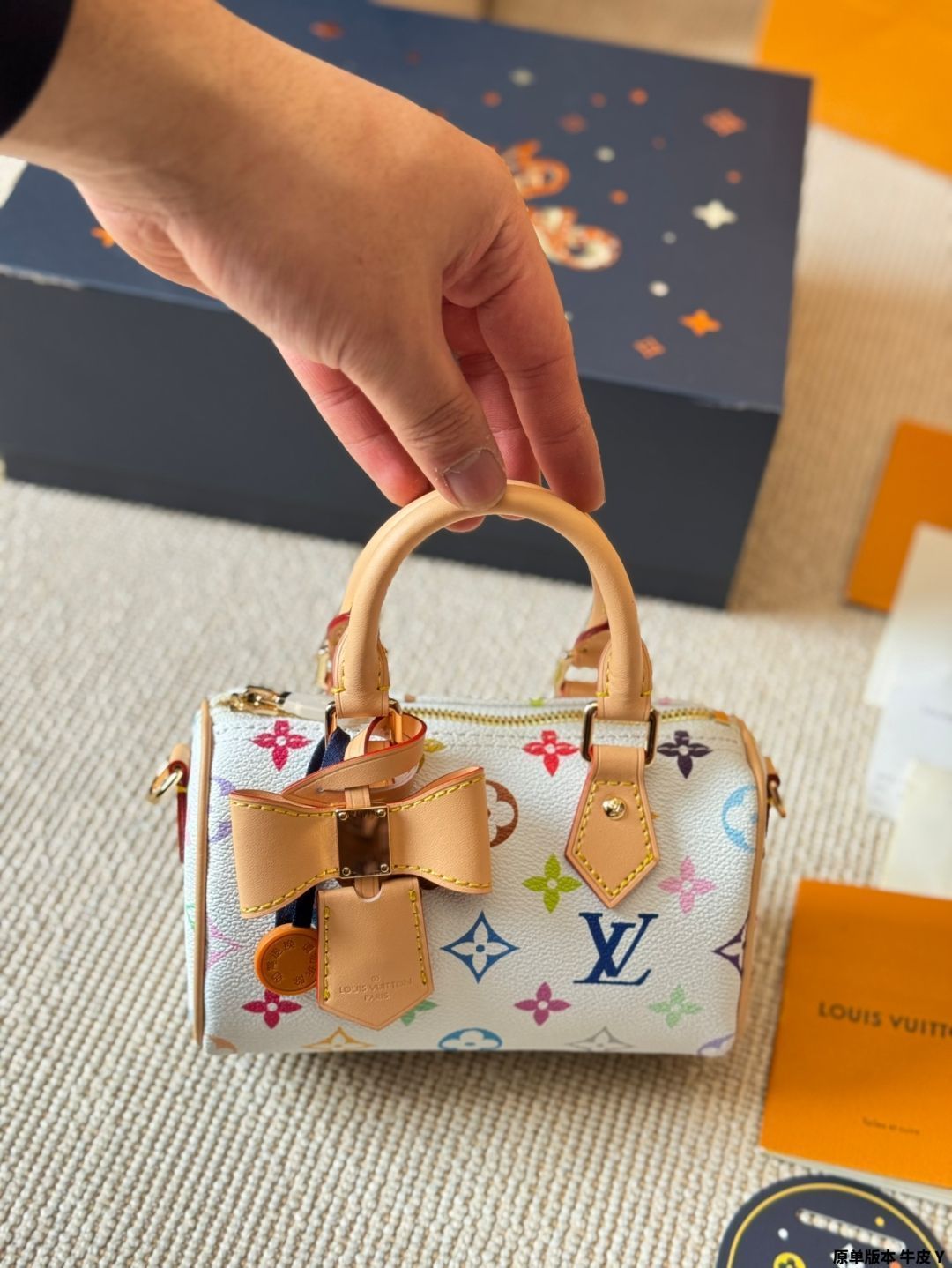 【今日特価】LV Nano Speedy 16 村上隆 白三彩 ピローバッグ ルイ・ヴィトン ナノ スピーディ 16 ピローバッグ