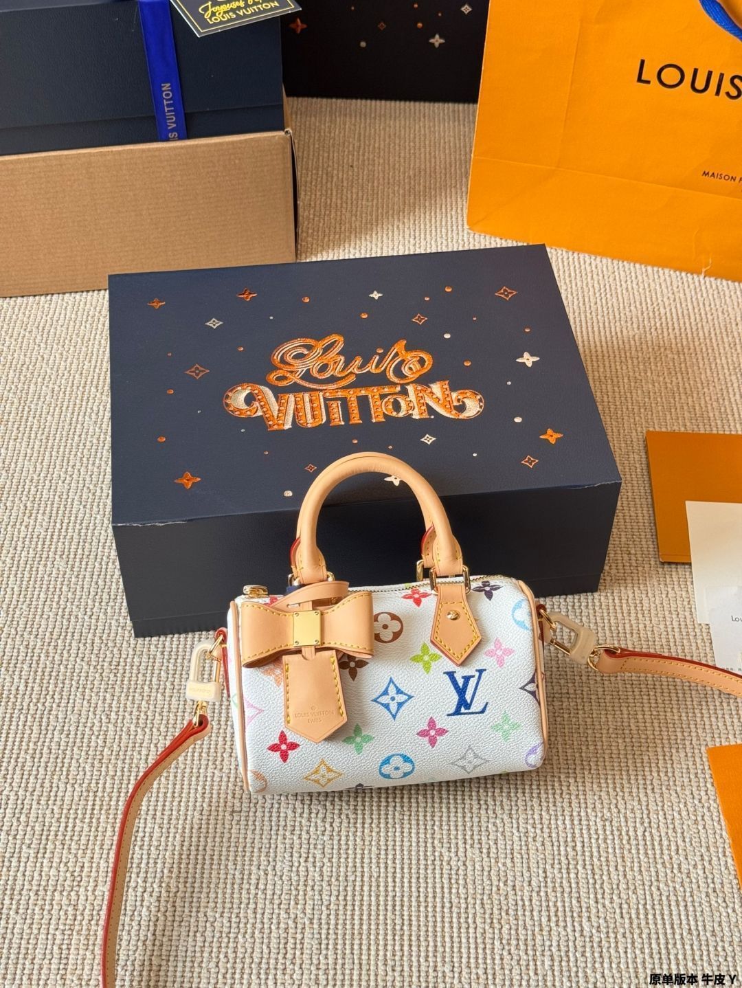 【今日特価】LV Nano Speedy 16 村上隆 白三彩 ピローバッグ ルイ・ヴィトン ナノ スピーディ 16 ピローバッグ