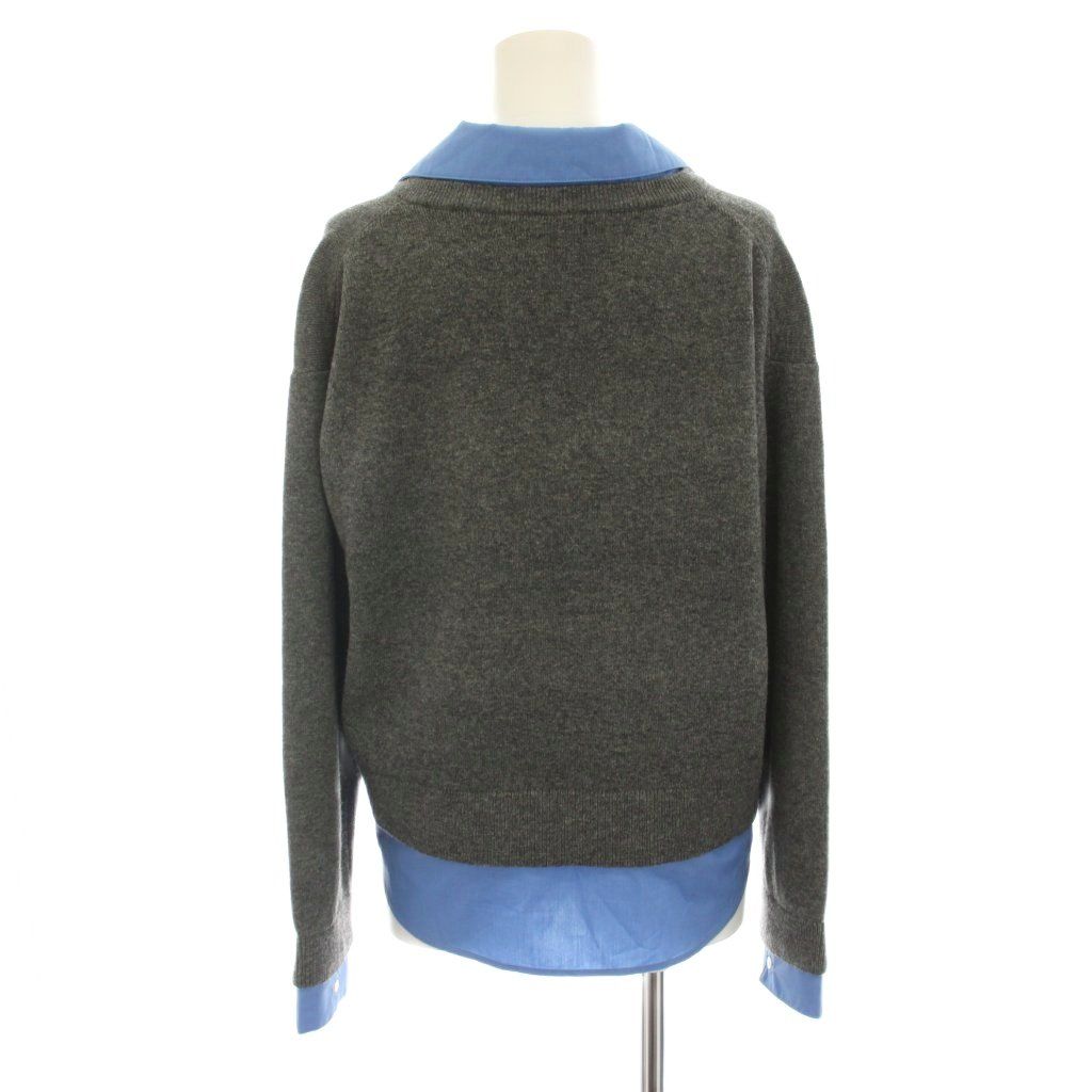 アルアバイル allureville 25AW フェイクレイヤードスキッパープルオーバー ニット セーター 長袖 2 グレー 青 ブルー 20252016280 /YM