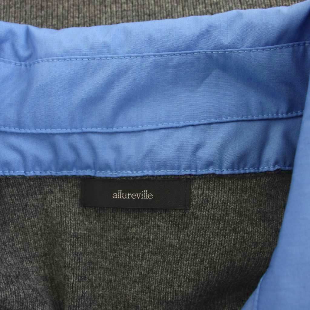 アルアバイル allureville 25AW フェイクレイヤードスキッパープルオーバー ニット セーター 長袖 2 グレー 青 ブルー 20252016280 /YM