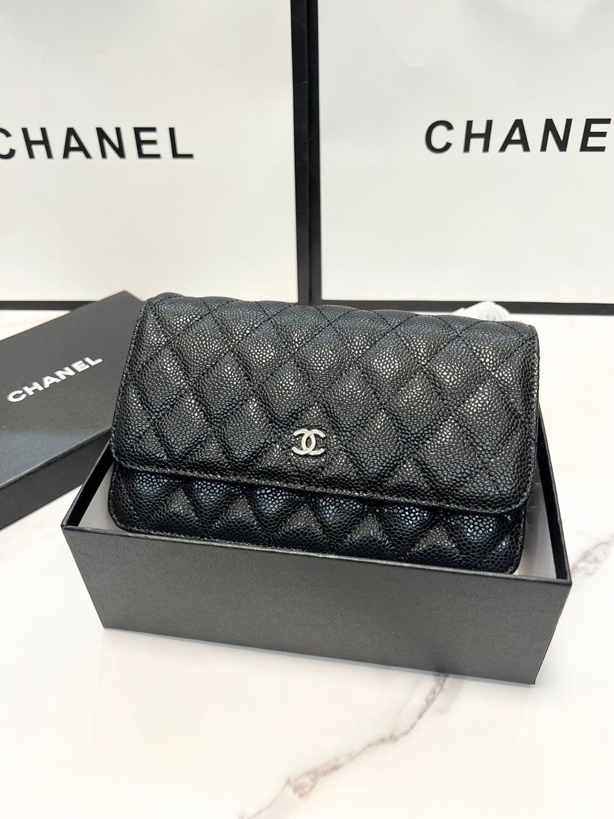 【今日特価】Chanel 香奈儿 黒色 ワンウェイクロスボックス キャビアレザー 20x13cm 大人気デザイン