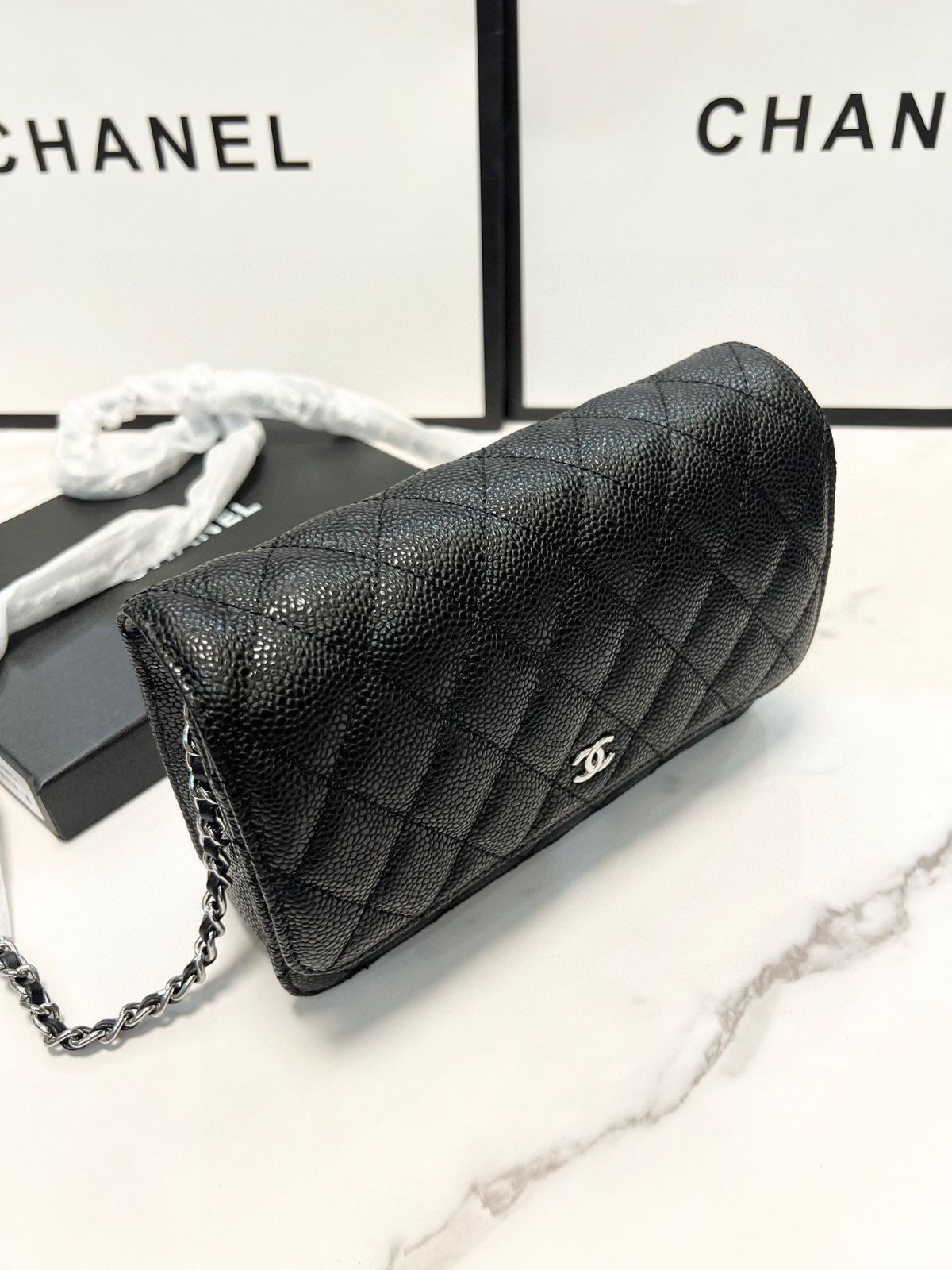 【今日特価】Chanel 香奈儿 黒色 ワンウェイクロスボックス キャビアレザー 20x13cm 大人気デザイン
