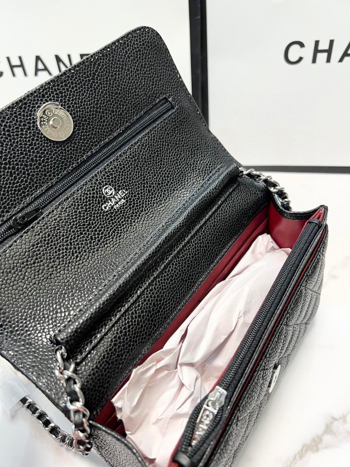 【今日特価】Chanel 香奈儿 黒色 ワンウェイクロスボックス キャビアレザー 20x13cm 大人気デザイン
