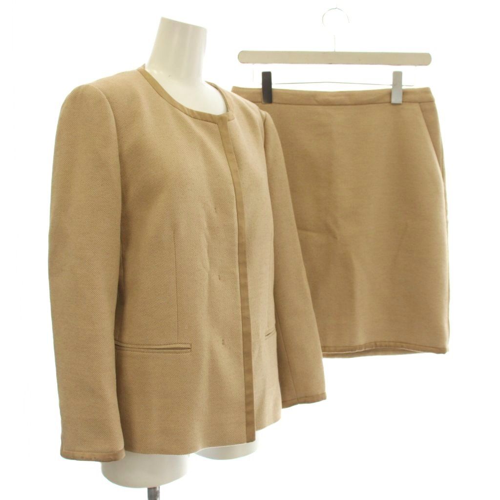 マックスマーラ MAX MARA スーツ セットアップ ノーカラージャケット ひざ丈 スカート 42 ベージュ 410462759 /☆G