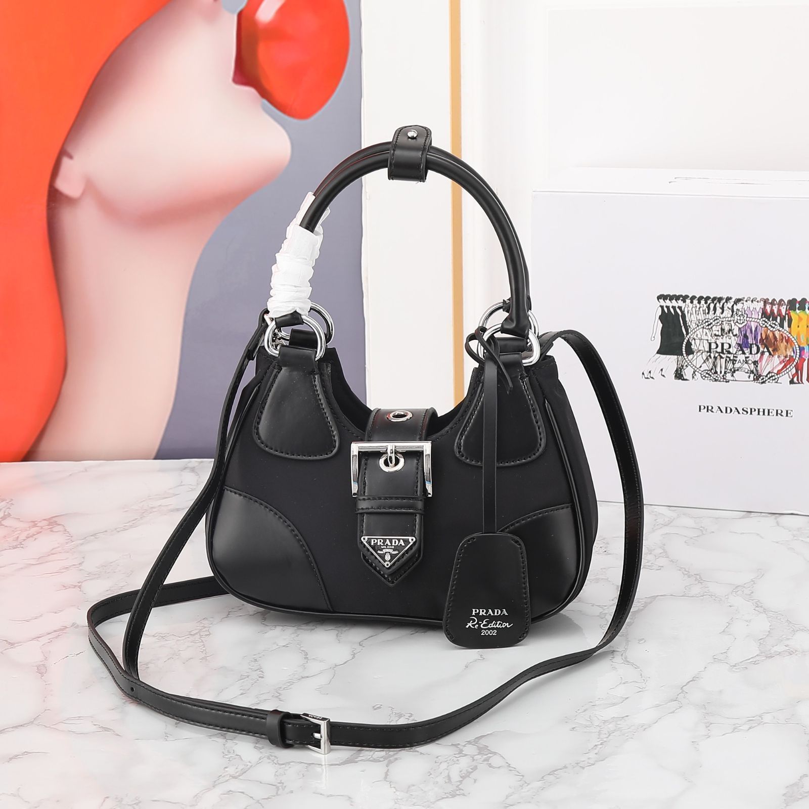 PRADAプラダ新作moon bagムーンバッグ、ハンドバッグ、、、バックパック、ウエストポーチ、ゼロ財布、手首バッグ、旅行バッグ、財布、ショルダーバッグ