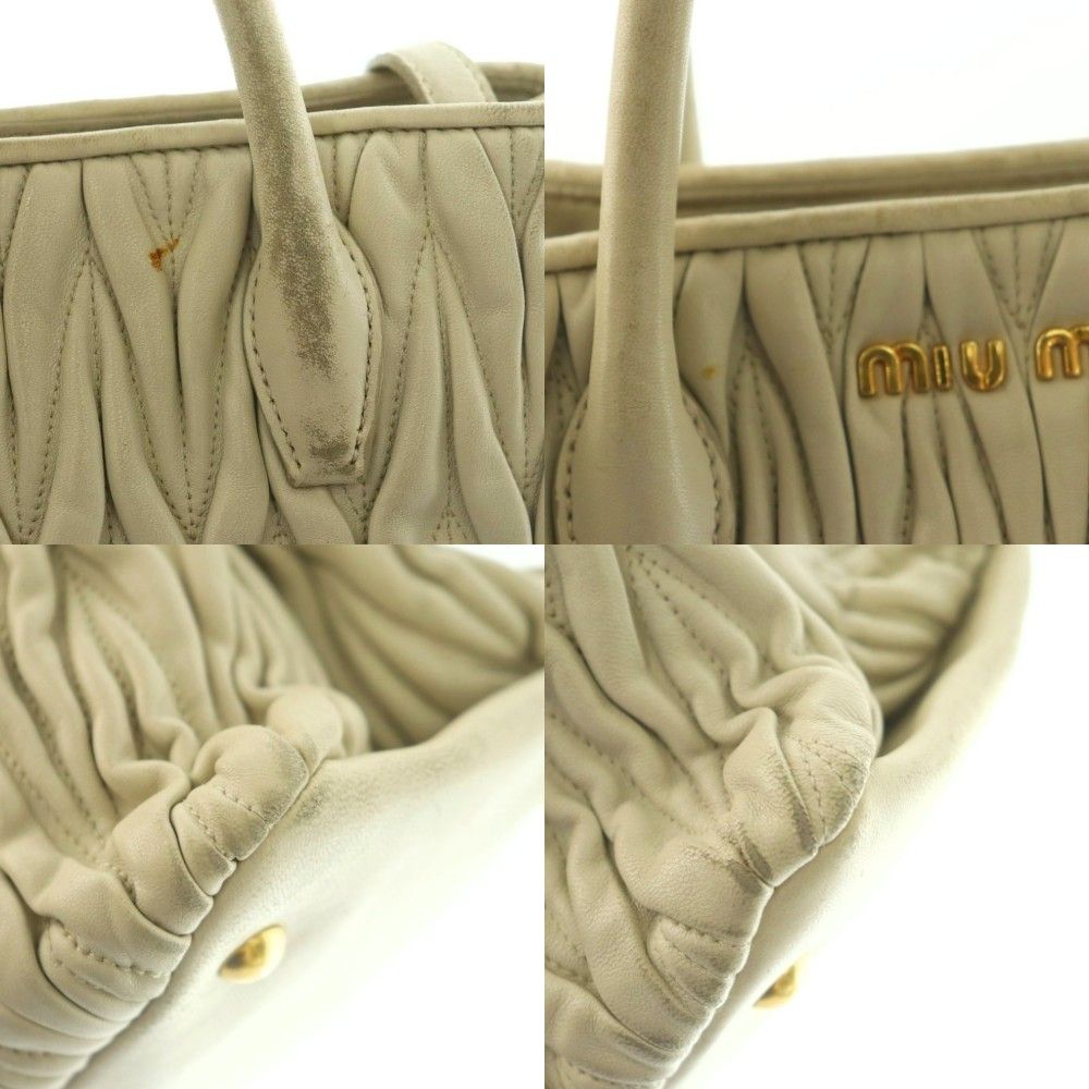 miu miu ギャザー ハンドバッグ ベージュ ミュウミュウ miumiu 