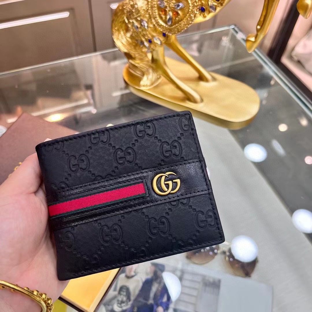 Gucciグッチ/ウォレット、クレジットカードスロットに紙幣と手形を収納、両用カードバッグウォレット、甘皮長短金二つ折り[本日特価|新品未使用品]