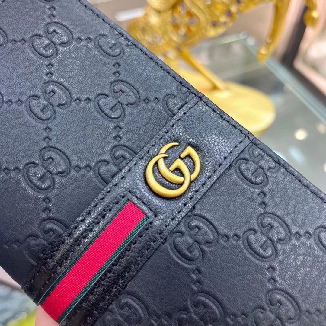 Gucciグッチ/ウォレット、クレジットカードスロットに紙幣と手形を収納、両用カードバッグウォレット、甘皮長短金二つ折り[本日特価|新品未使用品]
