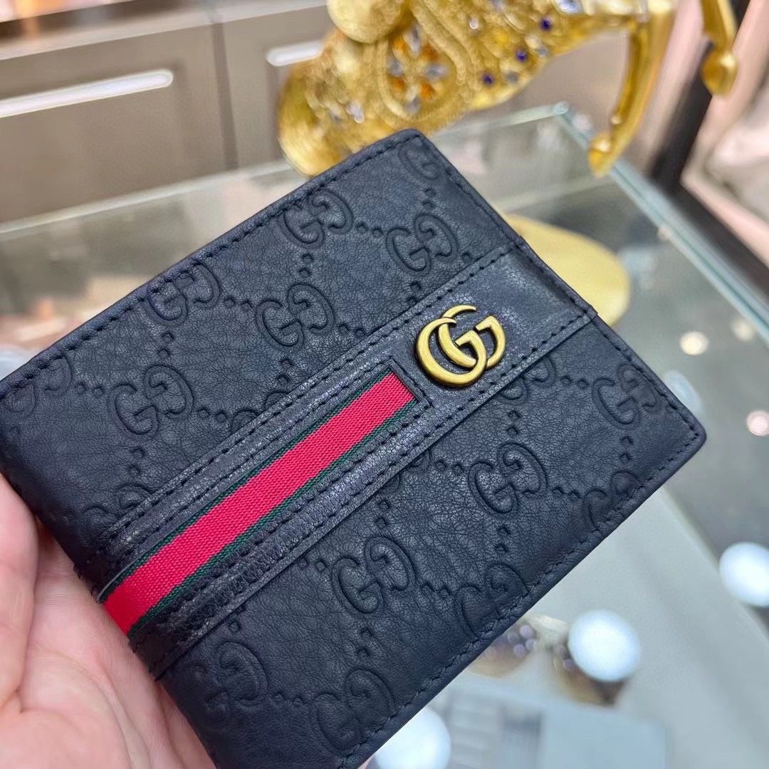 Gucciグッチ/ウォレット、クレジットカードスロットに紙幣と手形を収納、両用カードバッグウォレット、甘皮長短金二つ折り[本日特価|新品未使用品]