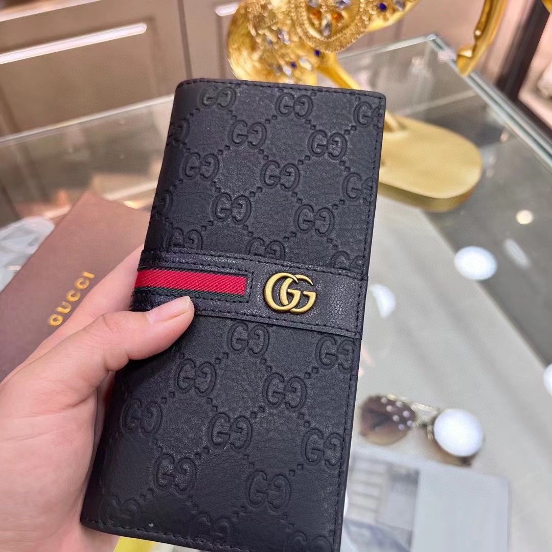 Gucciグッチ/ウォレット、クレジットカードスロットに紙幣と手形を収納、両用カードバッグウォレット、甘皮長短金二つ折り[本日特価|新品未使用品]