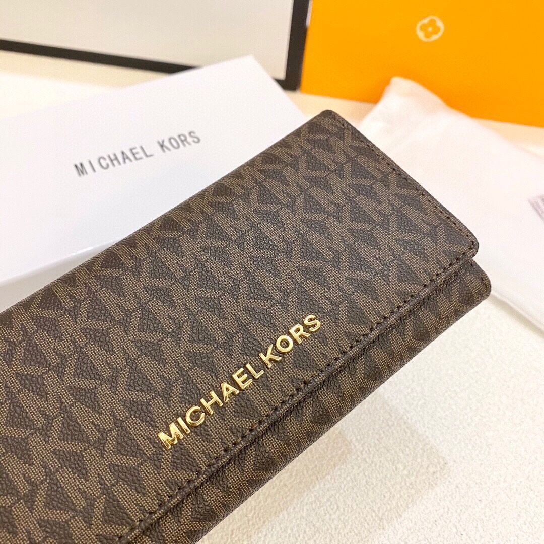 MICHAEL KORSマイクゴールド/ウォレット、クレジットカードスロットに紙幣と手形を収納、両用パスケースウォレット、多機能小財布パスケース[本日特価|新品未使用品]