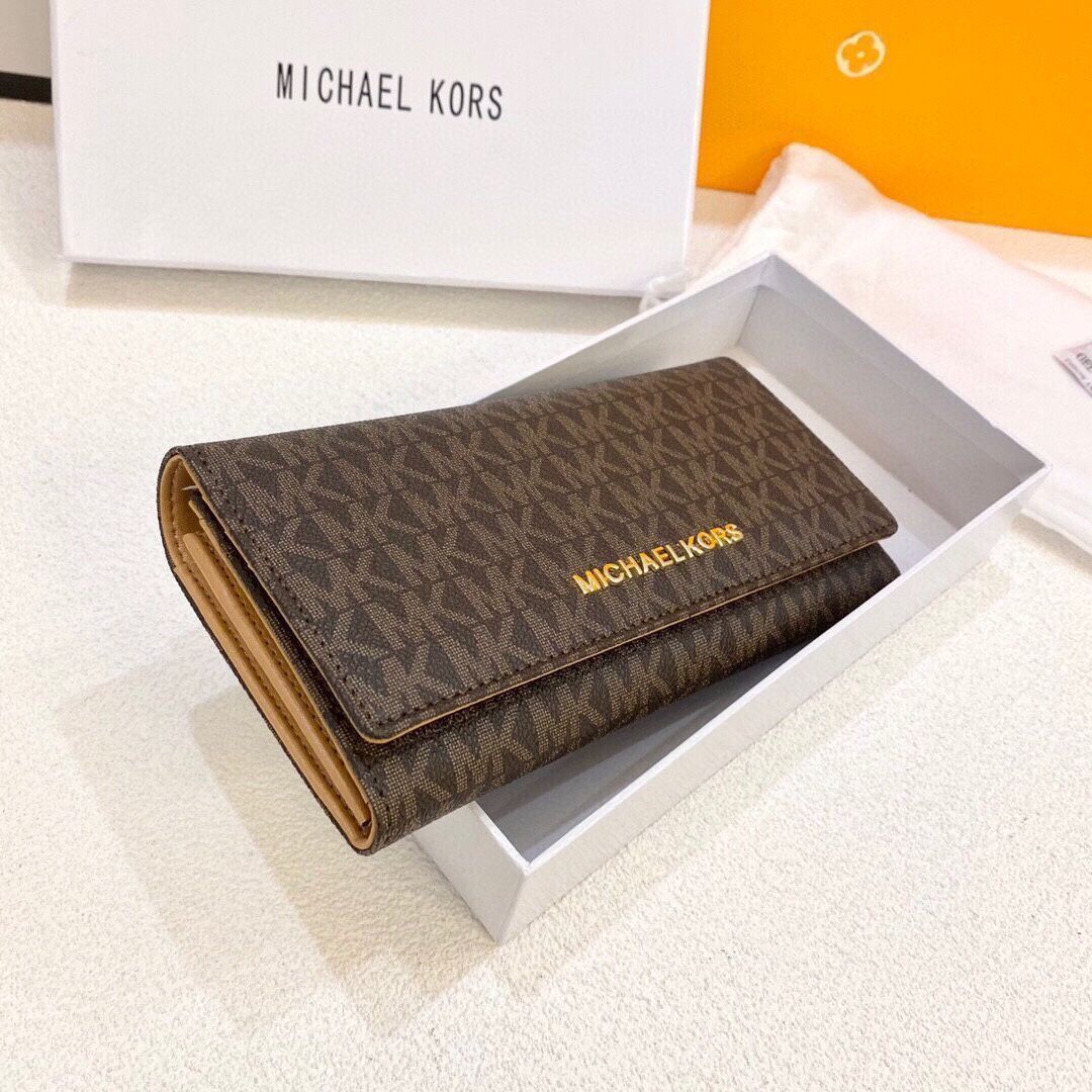 MICHAEL KORSマイクゴールド/ウォレット、クレジットカードスロットに紙幣と手形を収納、両用パスケースウォレット、多機能小財布パスケース[本日特価|新品未使用品]