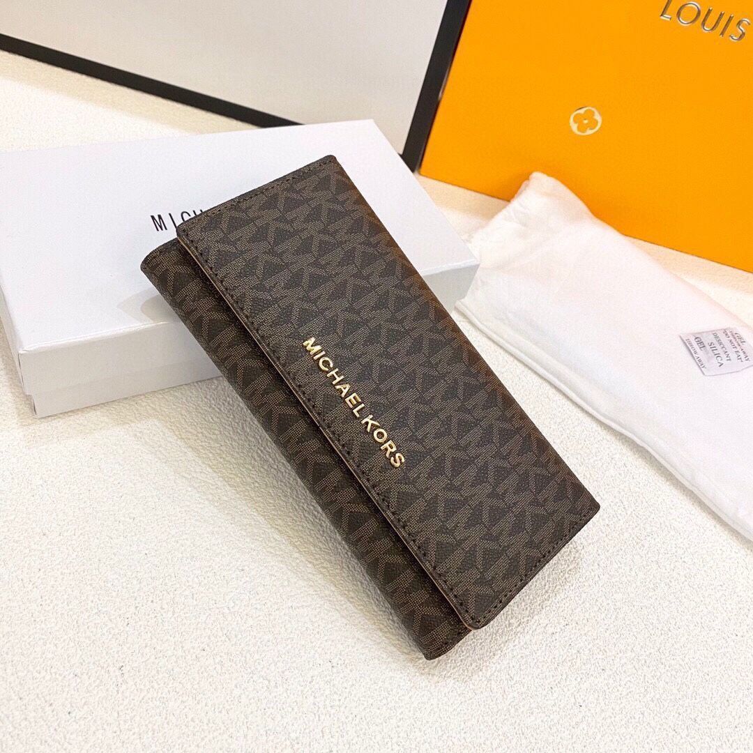MICHAEL KORSマイクゴールド/ウォレット、クレジットカードスロットに紙幣と手形を収納、両用パスケースウォレット、多機能小財布パスケース[本日特価|新品未使用品]