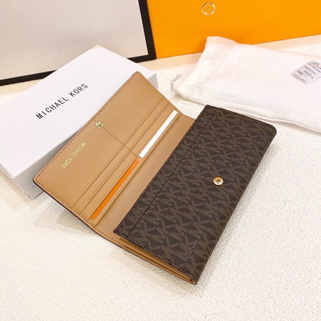 MICHAEL KORSマイクゴールド/ウォレット、クレジットカードスロットに紙幣と手形を収納、両用パスケースウォレット、多機能小財布パスケース[本日特価|新品未使用品]