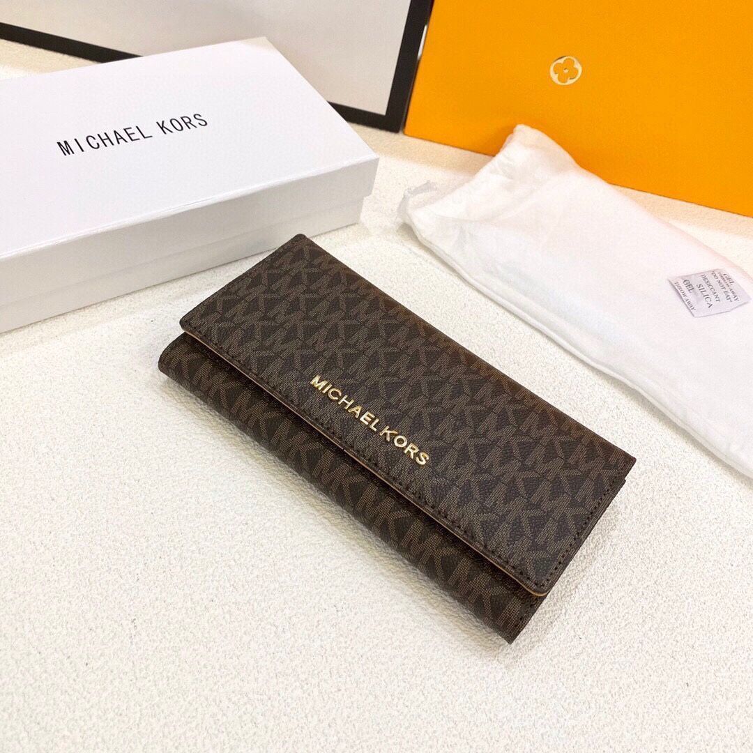 MICHAEL KORSマイクゴールド/ウォレット、クレジットカードスロットに紙幣と手形を収納、両用パスケースウォレット、多機能小財布パスケース[本日特価|新品未使用品]