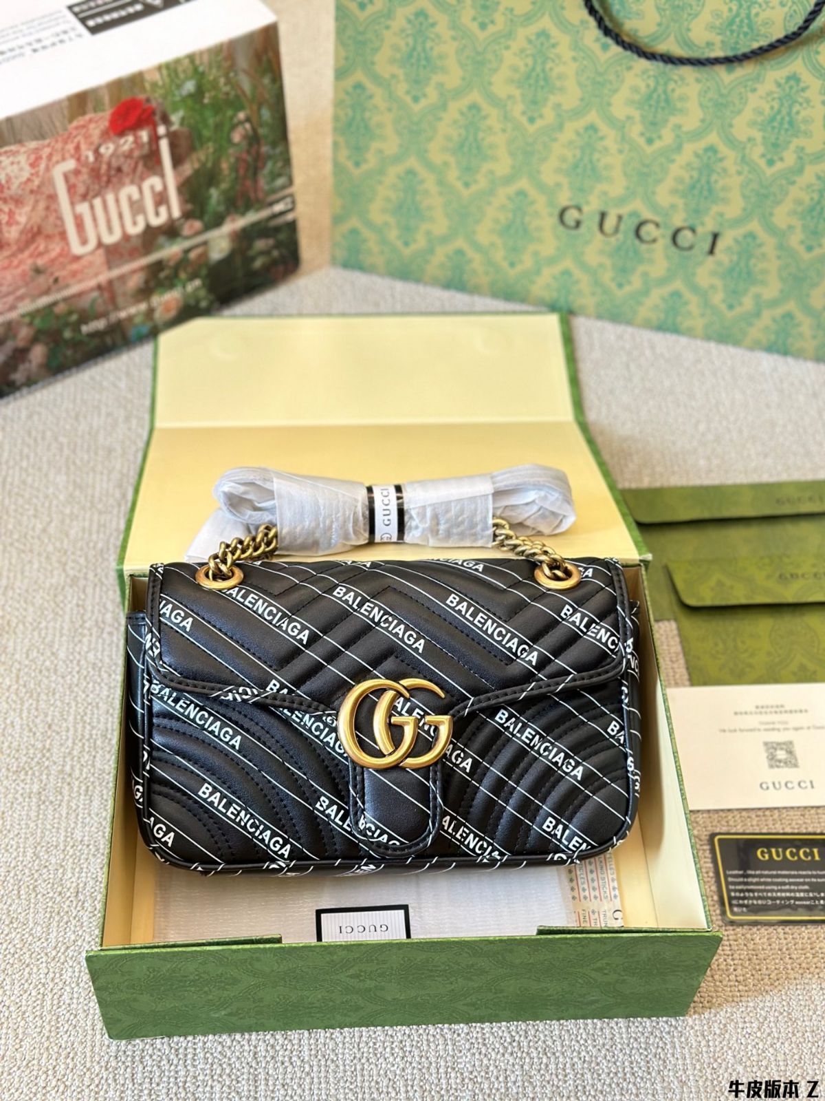 【本日限定特価】GUCCI マーモント シングルショルダーバッグ レザーバージョン 26cm 高級感あるデザイン[本日特価|新品未使用品]