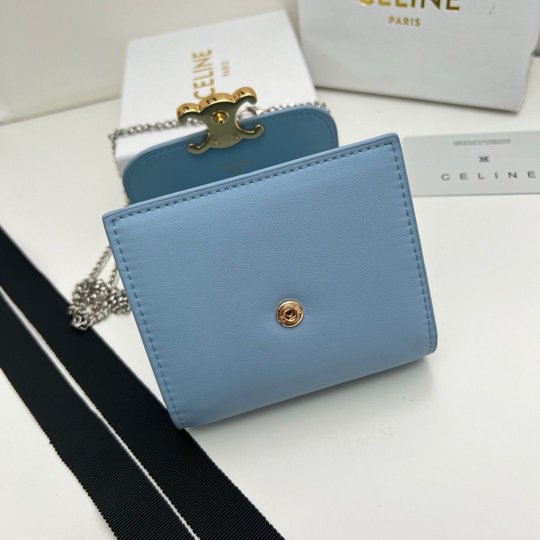 【本日限定】?Celine トリオンフ チェーンウォレット 10783 ? 高級本革＆チェーン付き！マルチ使い可能[本日特価|新品未使用品]