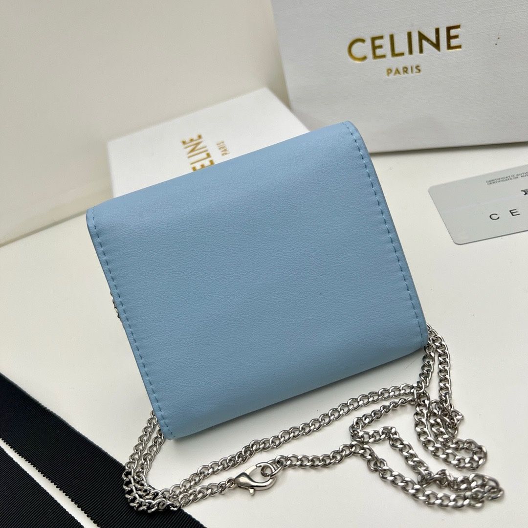 【本日限定】?Celine トリオンフ チェーンウォレット 10783 ? 高級本革＆チェーン付き！マルチ使い可能[本日特価|新品未使用品]