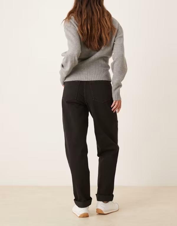 エイソス レディース ボトムス デニムパンツ ジーンズ ASOS DESIGN high rise relaxed mom jeans Black ブラック