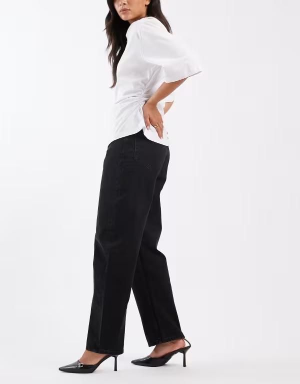 エイソス レディース ボトムス デニムパンツ ジーンズ ASOS DESIGN slim barrel jeans in washed Black ブラック