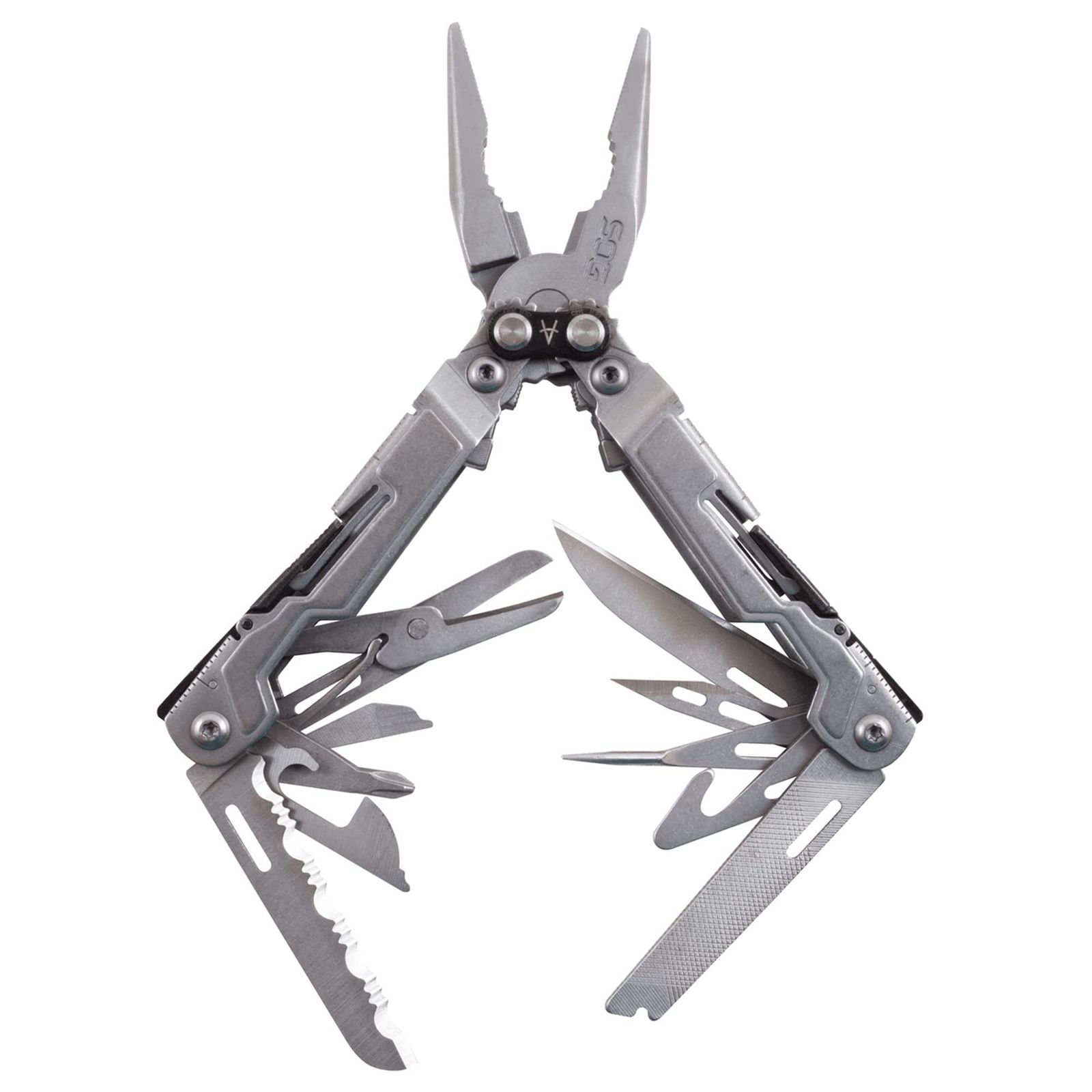 SOG マルチツールノーズプライヤー ポケットナイフ - 「パワーピン」PP1001-CP EDCツール コンパクトマルチツール サバイバルキット コンパウンドレバレッジ付き + 18ポケットツール機能