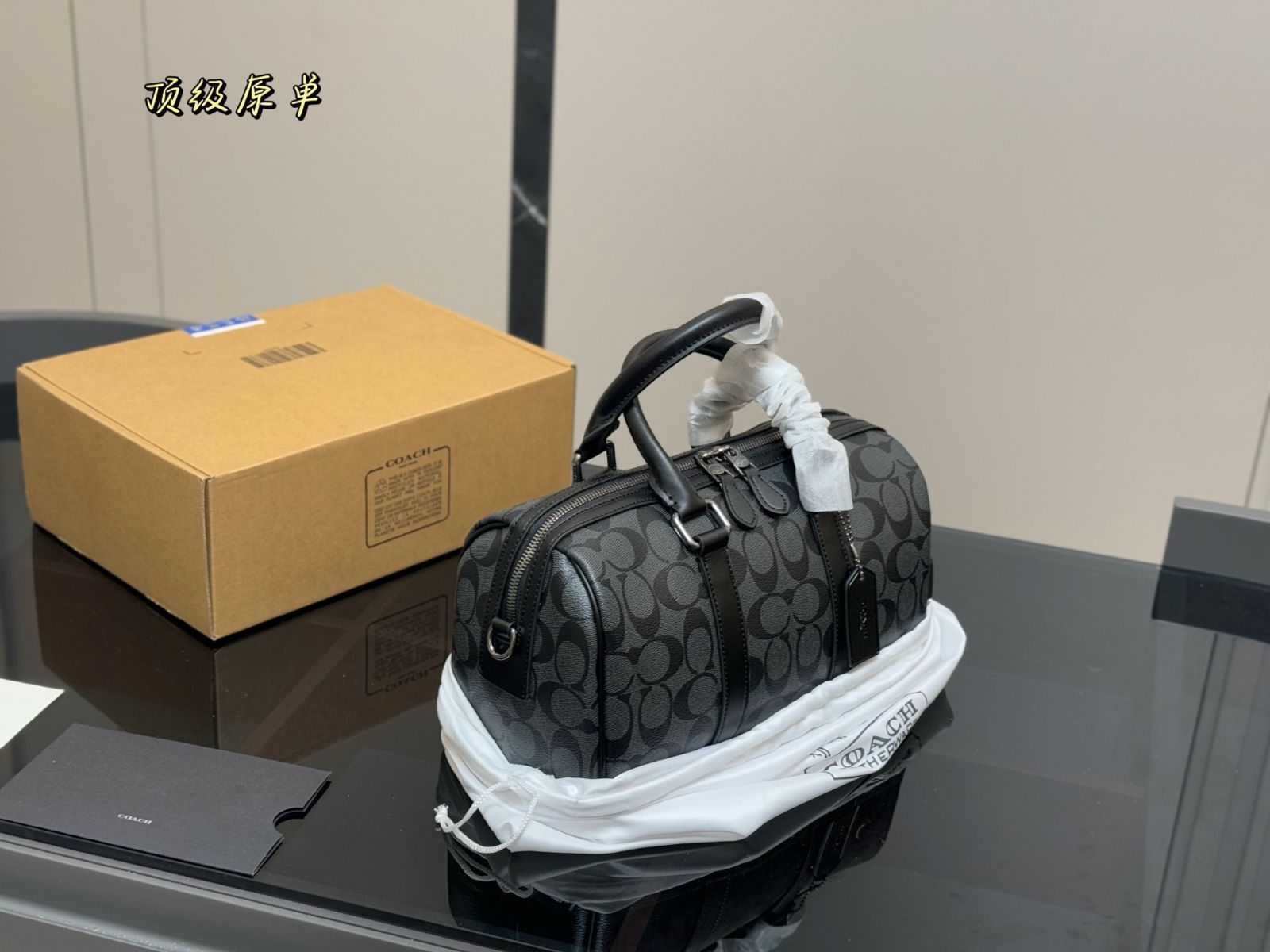 【今日特価】COACH Gotham ピローバッグ ブラックモノグラム-WTO輸入2