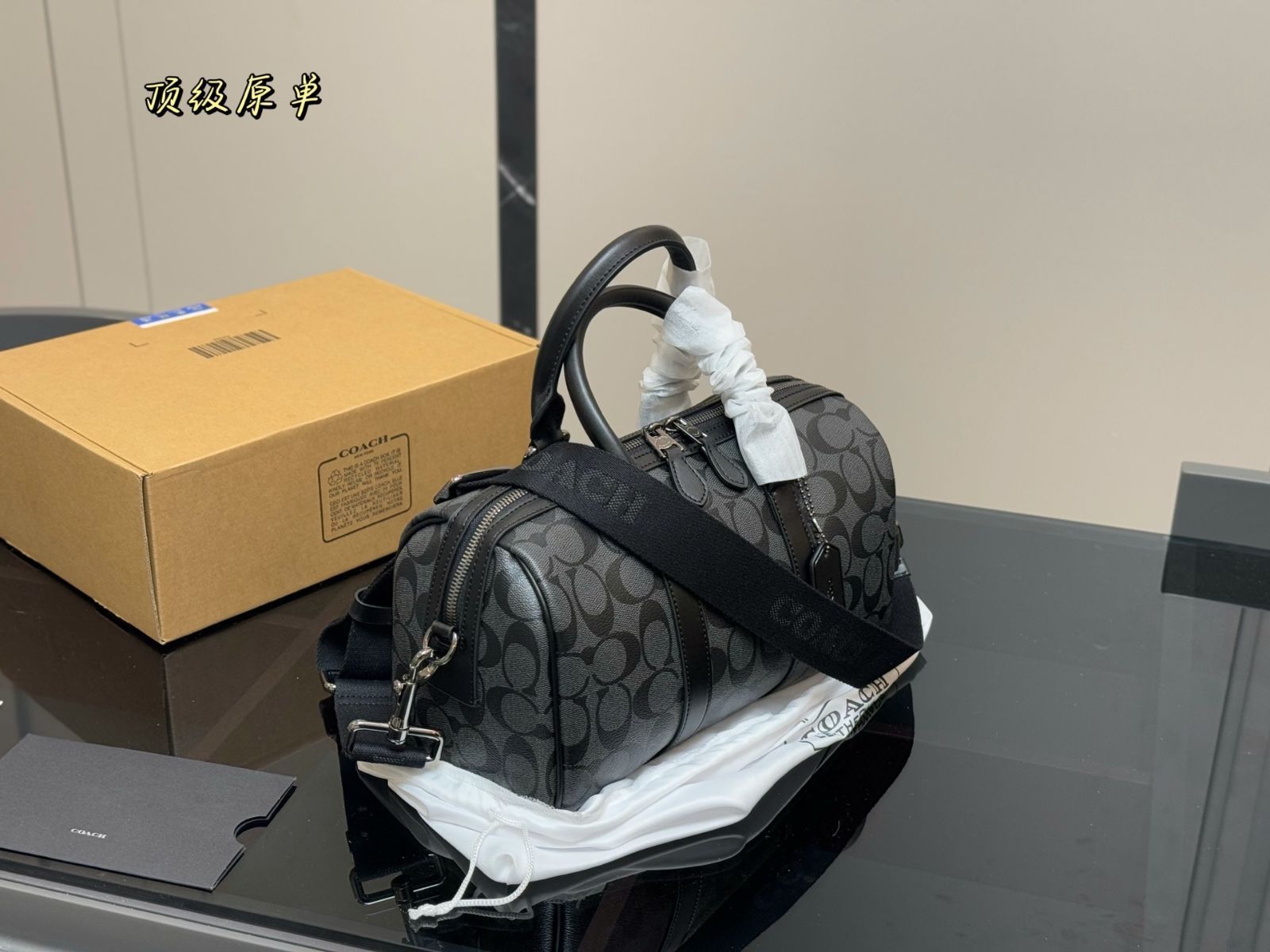 【今日特価】COACH Gotham ピローバッグ ブラックモノグラム-WTO輸入2