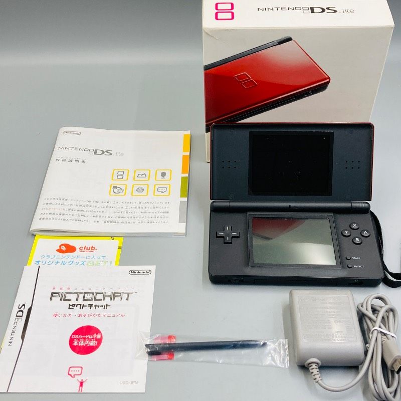[Operation Confirmed] [Box/Manual Included] [Serial Number Match] Nintendo DS Lite Main Unit Crimson/Black USG-001 DS Hard Red Black KV2
