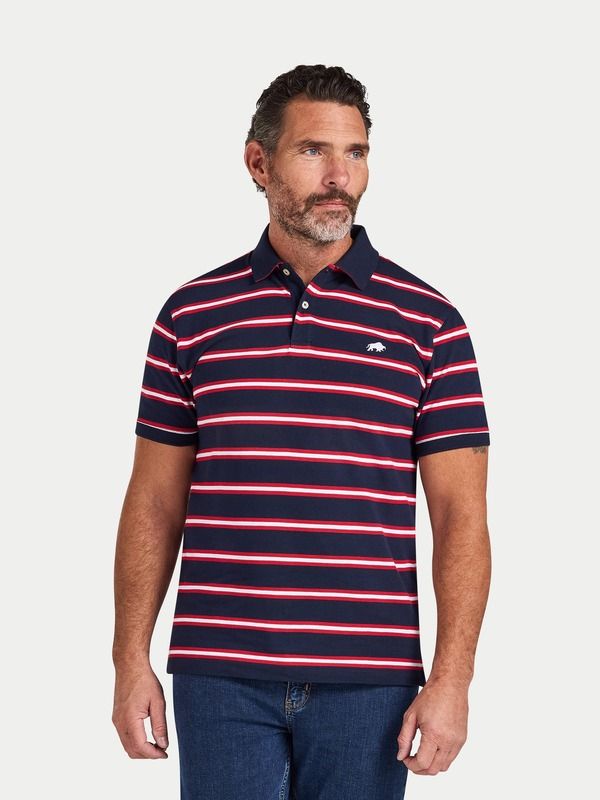 ライジングブル メンズ トップス ポロシャツ Raging Bull Triple Stripe Pique Polo Shirt Red レッド