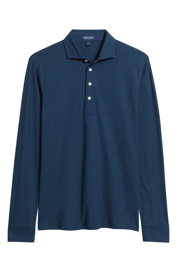 ピーター・ミラー メンズ トップス ポロシャツ Peter Millar Crown Crafted Coolong Sleeve Polo Navy ネイビー