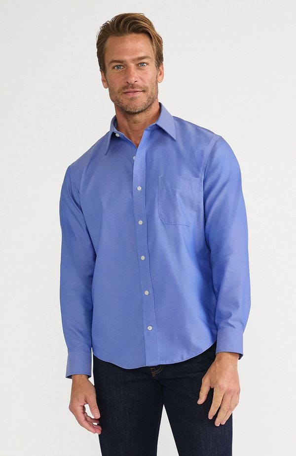 ランズエンド メンズ トップス シャツ Lands End Solid No Iron Supima Pinpoint Straight Collar Dresshirt Light French B