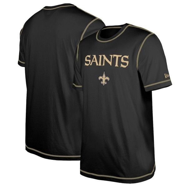 ニューエラ メンズ トップス Tシャツ プリント ダウン Mens New Era Black New Orleansaints Thirdown Puff PrintShirt Black ブラック