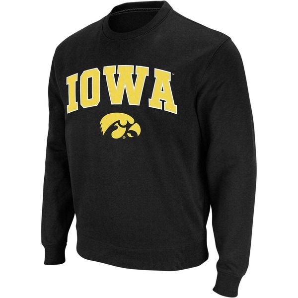 コロシアム メンズ アウター パーカー・スウェット クルーネック シャツ ロゴ Mens Colosseum Black Iowa Hawkeyes Arch Logo Crew Neck Sweat