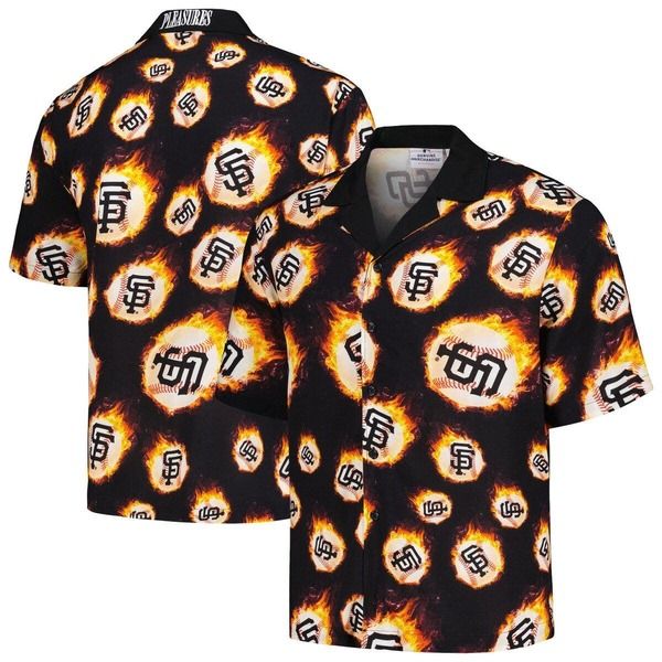 プレジャーズ メンズ トップス シャツ Mens PLEASURES Black San Francisco Giants Flame Fireball ButtonUp Shirt Black ブラ