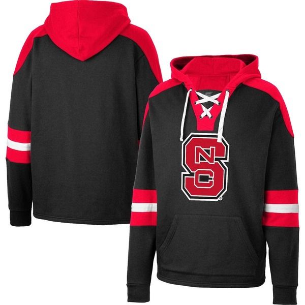 コロシアム メンズ アウター パーカー・スウェット レース Mens Colosseum Black NC State Wolfpack LaceUp 40 Pullover Hoodie Black