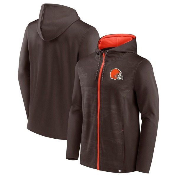 ファナティクス メンズ アウター パーカー・スウェット Mens Fanatics BrownOrange Cleveland Browns Ball Carrier FullZip Hoodie B