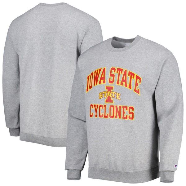 チャンピオン メンズ アウター パーカー・スウェット シャツ Mens Champion Heather Gray Iowa State Cyclones High Motor Pullover Sw