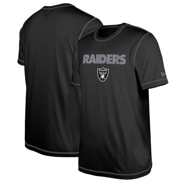 ニューエラ メンズ トップス Tシャツ プリント ダウン Mens New Era Black Las Vegas Raiders Thirdown Puff PrintShirt Black ブラッ