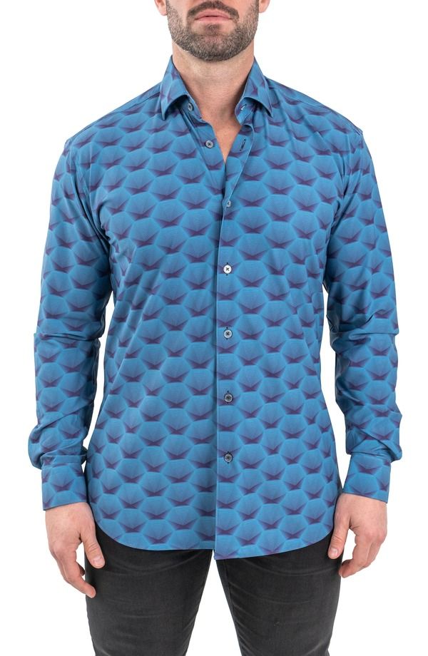 マセオ メンズ トップス シャツ Maceoo Einstein Stretchorizon ButtonUp Shirt Blue ブルー
