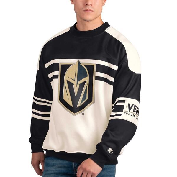 スターター メンズ アウター パーカー・スウェット クルーネック シャツ フリース Menstarter White Vegas Golden Knights Defense Fleece Crewn
